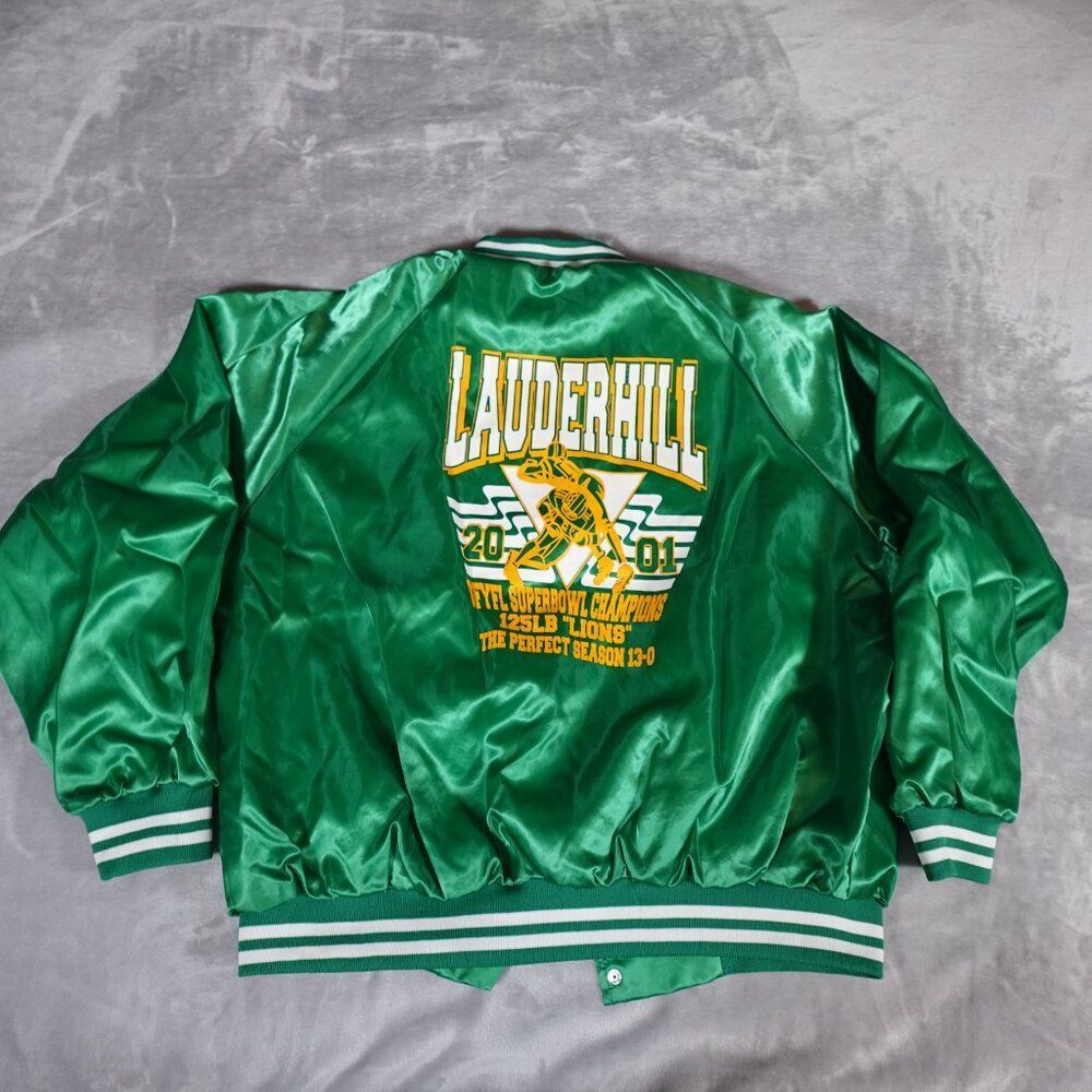 Vintage Lauderhill High School Football Jacket Mens 2XL (Estimated) 2001 Green - Picture 3 of 8